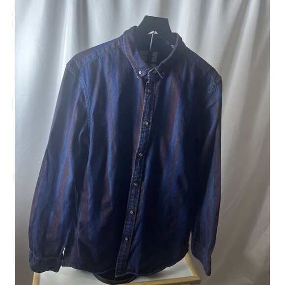 Jack And Jones Vintage Long Sleeve Men’s Shirt Slim Fit Striped Retro Y2K 90’S - Picture 1 of 8